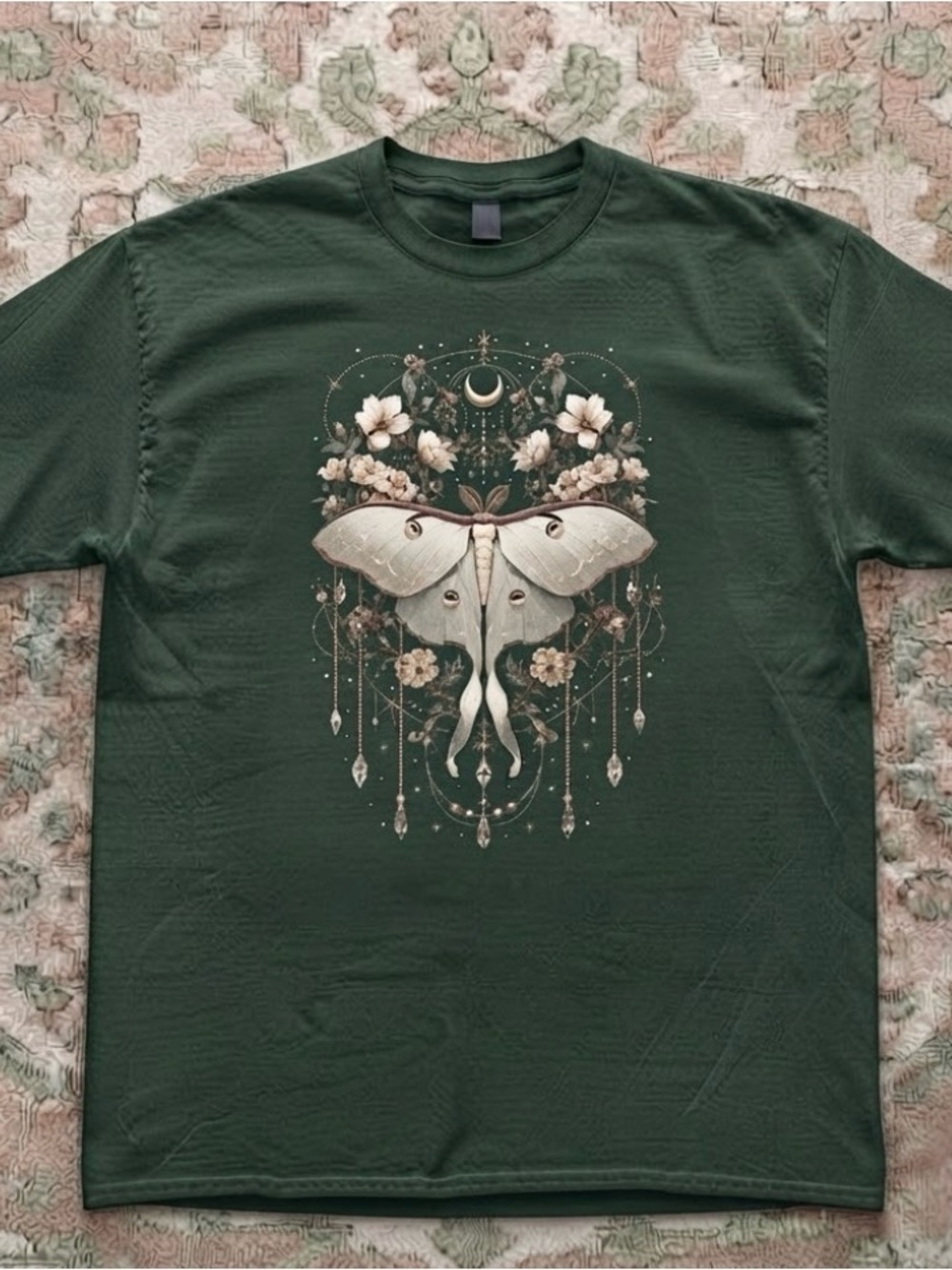 Luna Moth Moon Floral Botanical Cottagecore Mystical Vintage T-Shirt